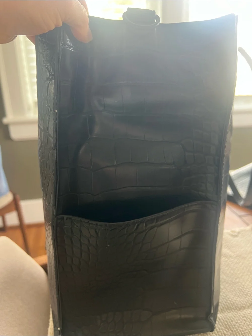 BEIS Black Croc Large Work Tote